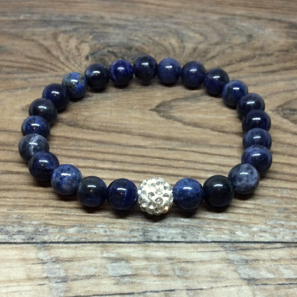 Sodalite bracelet - throat chakra, crystal healing, blue bracelet